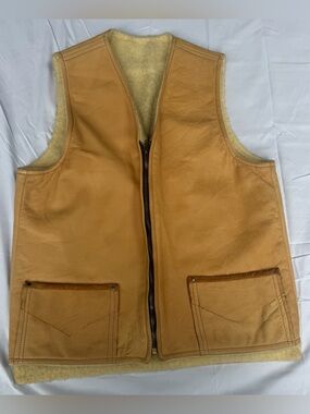 Men's vintage Shearling-Lined Leather Vest